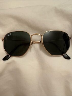 Hexagonal Ray Bans in Green and Gold